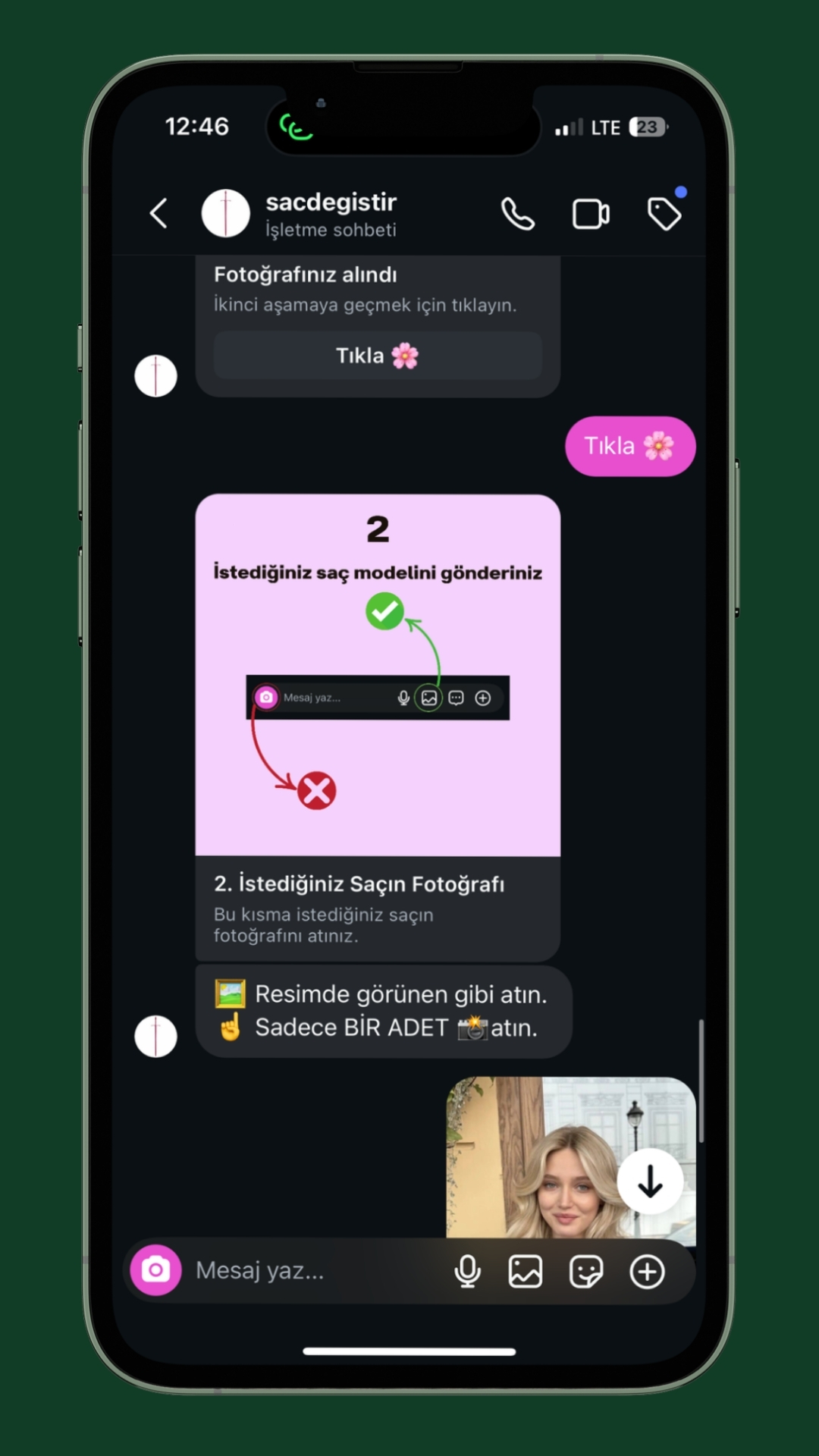Saç modeli seçimi arayüzü